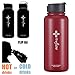 The Flow Insulated Water Bottle Large 32oz Stainless Steel Hydro Vacuum Flask With Wide Mouth Straw Lid, Coffee Flip Lid and Carabiner, Double Wall Sports Travel Tumbler (Red, 1L)