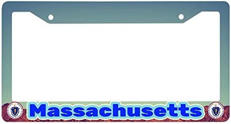 Nuoyizo Massachusetts License Plate Frame Slim Auto Tag Frame Plastic License Plate Cover With Two Holes And Two Chrome Screw Caps