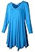 LARACE Plus Size Tunic Tops for Women Asymmetrical 3/4 Sleeve Shirts V Neck Flowy Blouse for Leggings, Deepskyblue 2X