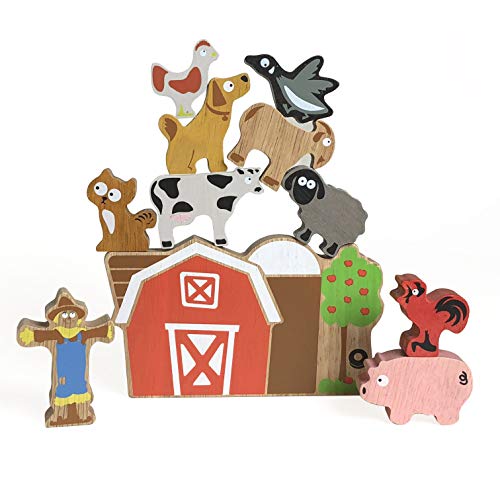BeginAgain Balance Barn - Stacking Game & Farm Playset - Ages 2+