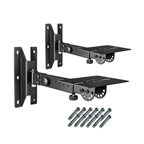 SPS-508 Speaker Wall Mount Stand, Rotatable Angle, Adjustable Swivel Tilt Speaker Mount Bracket, Home Surround Sound System 100 lbs Capacity (2 Packs, Black)
