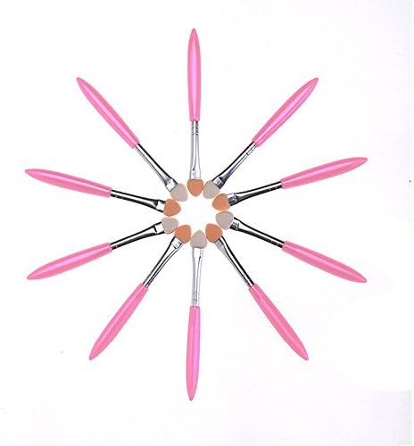 Makeup Brush Set ,Hosamtel 10 Pieces Sponge Applicator Cosmetics Eyeliner, Eye Shadow, Foundation, Powder Cream Blending Rush Brush Kit With Plastic Handle N26 (Pink)