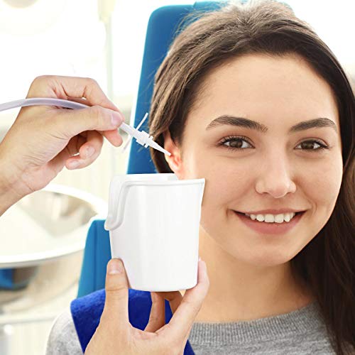 Ear Wax Removal Tool, ETEREAUTY Ear Cleaning Irrigation Kit for Adults & Kids, Includes 25 Disposable Tips, Basin, Syringe, 2 Long Hose, Curette Set (3 pcs), Towel and Cotton Swab (100pcs)
