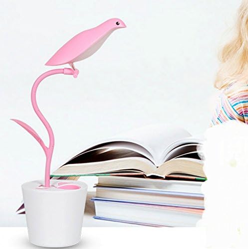 Creative Bird USB LED Desk Lamp Flexiable Reading Table Night Light with Pen Holder Children Kids Bedroom Living Room Light (pink)