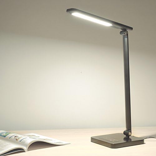 Led Desk Lamp, table Lamps Stylish Metal,modern minimalist design,Eye Care,, 4 Lighting Modes5 brightness levels,memory function,Time off, USB Out Charging Port,Black.