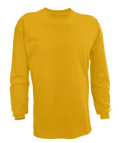 Russell Athletic Men's Basic Cotton Long Sleeve Tee, Gold, Medium