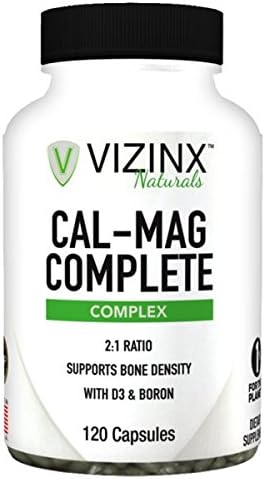 VIZINX Cal-Mag Complete 2:1 - Calcium, Magnesium, Boron, and Vitamin D3, Supports Healthy Bones and The Prevention of Osteoporosis, 120 Capsules