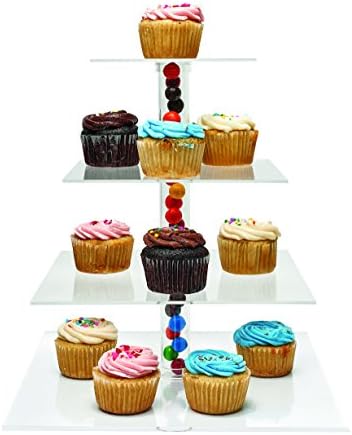 Culinaire 4-Tier Stacked Cupcake and Dessert Tower Party Cupcake and Dessert Tower - Square