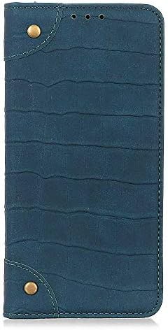 DENDICO Case for OnePlus 7 Premium Leather Wallet Case Crocodile Pattern Design Cover with Card Holder, OnePlus 7 Slim Shockproof Flip Case - Green