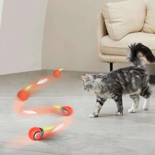 Gerbala Cat Toys, Electric Cat Toy Ball, 2025 New Magic Ball for Dogs, Cats in Smart Home Automatic Rolling (Orange)