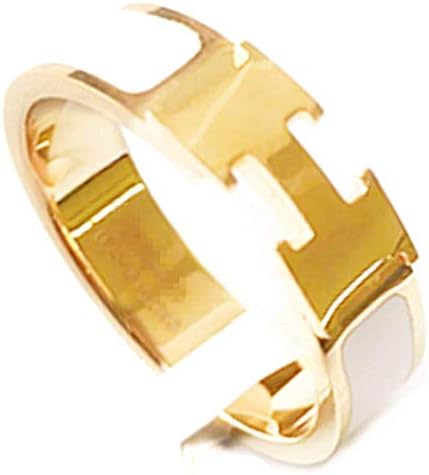 Qindishijia Women's Fashion Enamel Rings Stainless Steel Letter Lovers Ring