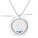 Birthstone Tree of Life Necklace, Screw Open Floating Charm Locket, Included 24 Birthstones & 2 Family Tree Plate, Birthday Gifts for Mom, Mother, Grandmom, Daughter, Son (Engraving)