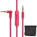 New Version Original Replacement Audio Cable Cord Wire with In-line Microphone and Control + Original OEM Replacement Leather Pouch/Leather Bag for Beats by Dr Dre Headphones