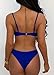 QINSEN Womens High Cut 2pcs Swimsuit Scoop Neck Cropp Top Cutout Strappy Thong Bikini Suit Sapphire Blue M