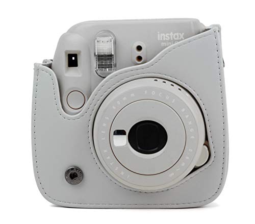 DKEnjoy Compatible Fuji Instax Mini 8/8+/9, PU Leather Camera Case Bag with Adjustable Strap for Fujifilm Instax Mini 8/8+/9 Instant Film Camera (Gray)