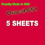 5 Sheets Oracal 651 Permanent, Adhesive Backed, Craft Vinyl Sheets 12