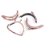 Rockin Beads Brand, 5 Metal Frames Snap Clasp Arch Pattern for Large Coin Style Purse Antiqued Copper 3 4/8 X 2 Inch 5pcs