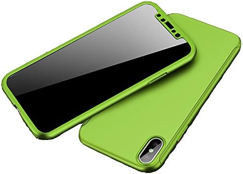 iPhone X Case, Nevoc [Perfect Fit] 360 Degree All-around Ultra Thin Full Body Coverage Protection Dual Layer Hard Slim Case + Tempered Glass Screen Protector For Apple iPhone X (Green)