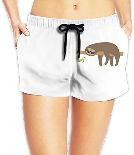 Tchol Pants Sloth Lying On Tree Ladies Quick Dry Beach ShortBoardshorts Suitable For Surfing,Swimming,Water Sport and Pool Party