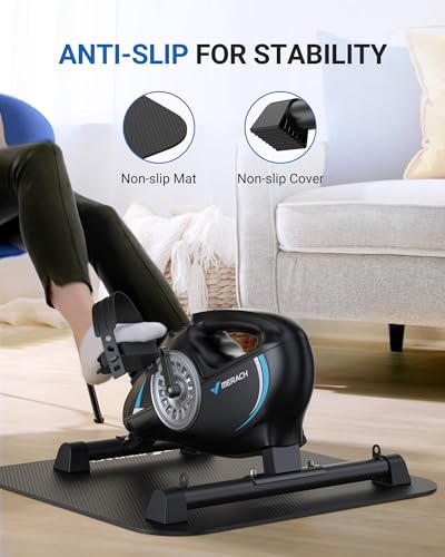 MERACH Under Desk Exercise Bike Stationary Bike, Quiet Magnetic Cycling Cardio Equipment with App for Arm, Leg Recovery, Spin Bike Cycle with 2 Resistance Band & Non-Slip Exercise&Fitness Equipment