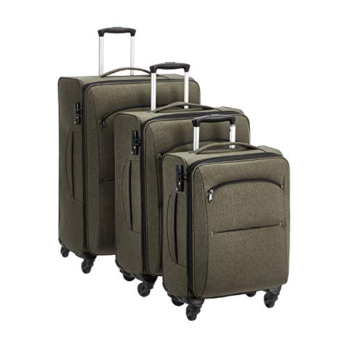 Amazon Basics Urban Softside Spinner Luggage, 3Piece Set, Green