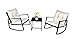 Kozyard Moana Outdoor 3-Piece Rocking Wicker Bistro Set, Two Chairs and One Glass Coffee Table, Black Wicker Furniture(White Cushion)