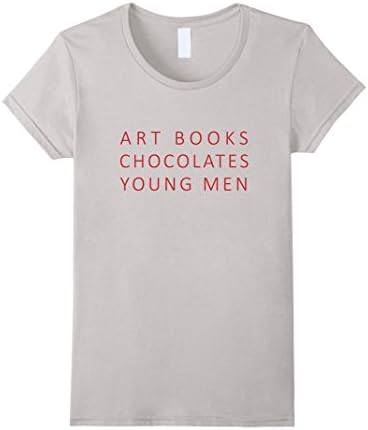 Womens Art Books, Chocolates, Young Men T-Shirt - minimal word tee XL Silver