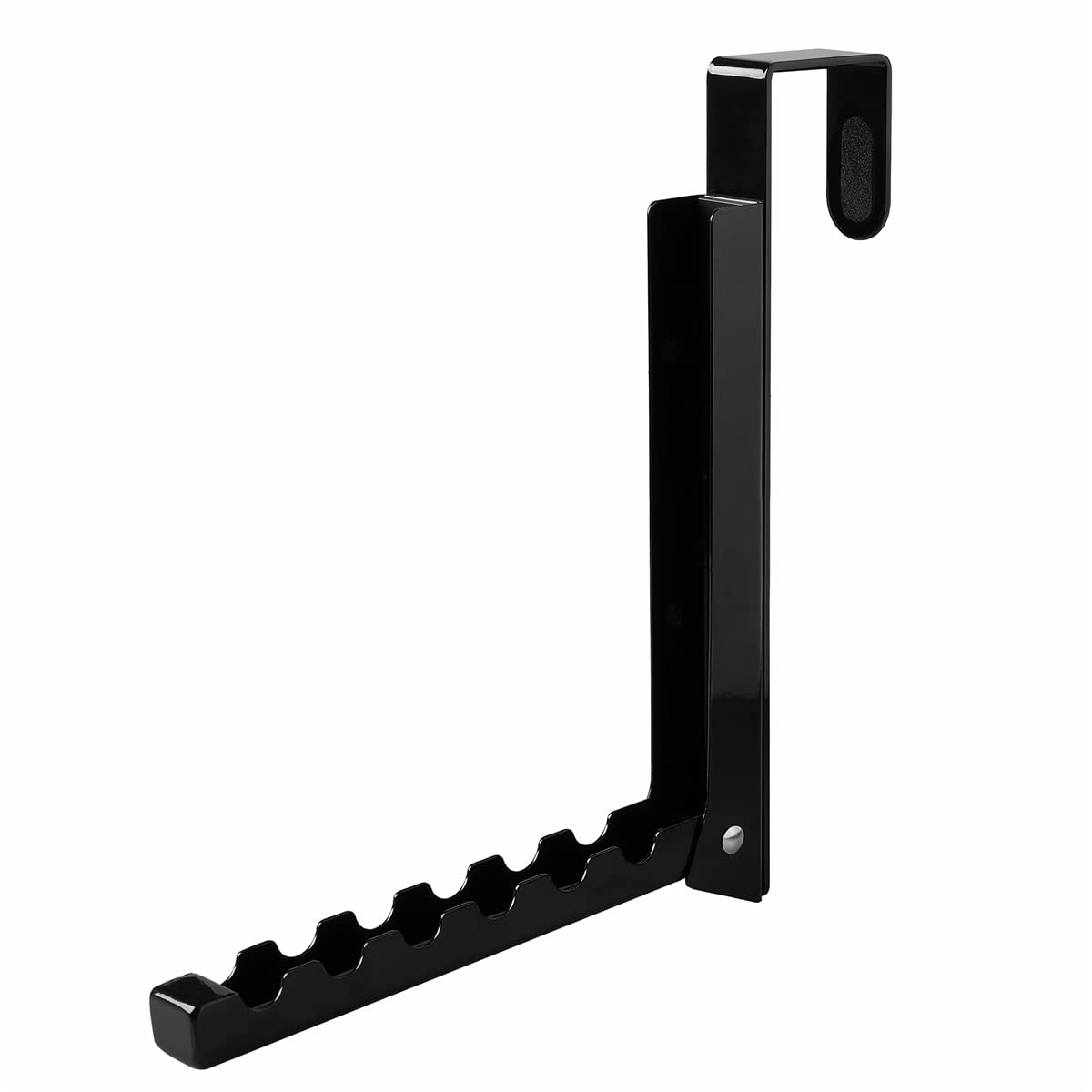 VIAV Design Over Door Hanger Hooks,Foldable Drying Rack with 6 Grooves for Hanging Clothes, Over Door Towel Rack for Clothes, Coat, Behind Bathroom Door,1Pcs（Black