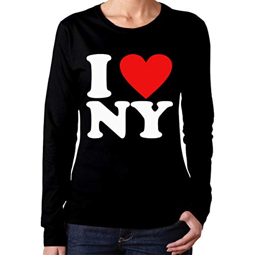 I Love NY New York Ladies Crew Neck Long Sleeve Tee Shirts Casual Tops