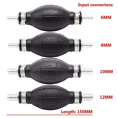 lesgos 10mm 3/8" Rubber Fuel Transfer, Vacuum Fuel Line Hand Primer Pump Black Bulb Type for Car Marine Boat Gasoline Petrol Diesel Accessories - Thumbnail 6