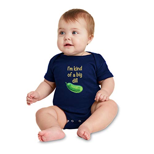 Cute Rascals I'm Kinda of A Big Dill Short Sleeve Envelope Neck Boys-Girls Cotton Baby Bodysuit One Piece - Navy, 6 Months