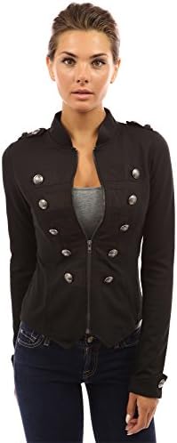 PattyBoutik Women's Zip Front Stand Collar Military Light Jacket