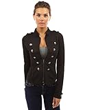PattyBoutik Women's Zip Front Stand Collar Military Light Jacket