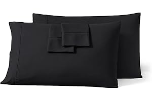 King Pillow Cases Set of 2-100% Egyptian Cotton 600 Thread Count Black Pillow Cases 20 x 36 Inches with Envelope Closure Soft
