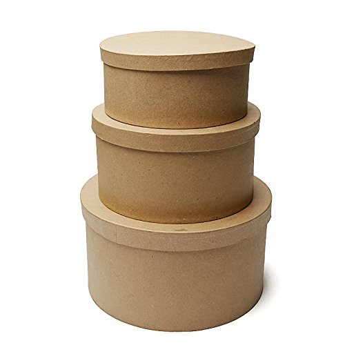 Factory Direct Craft Handcrafted Paper Mache Large Round Boxes - 3 Boxes