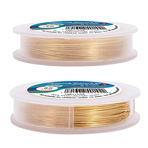 BENECREAT 24 Gauge KC Gold Copper Wire Real Gold Plated Craft Jewelry Wire Tarnish Resistant Beading Wire for Jewelry DIY Making, Wrapping, Gardening, 33 Feet