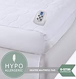 Serta Plush Velour Electric Heated Mattress Pad with Programmable Digital Controller, Queen Size, White