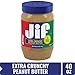 Jif Extra Crunchy Peanut Butter, 40 Ounces, 7g (7% DV) of Protein per Serving, Packed with Peanuts for Extra Crunch, No Stir Peanut Butter