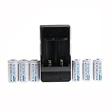 ON THE WAY®6Pcs Rechargeable 16340 LED Flashlight Torch Battery li 2000mah 3.7V + Smart Charger