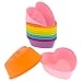 Freshware 12-Pack Silicone Heart Reusable Cupcake and Muffin Baking Cup, Six Vibrant Colors
