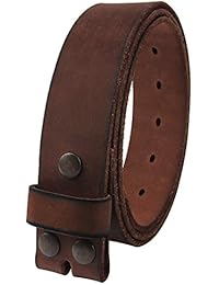 NPET Mens Leather Belt Full Grain Vintage Distressed Style Snap on Strap 1 1/2