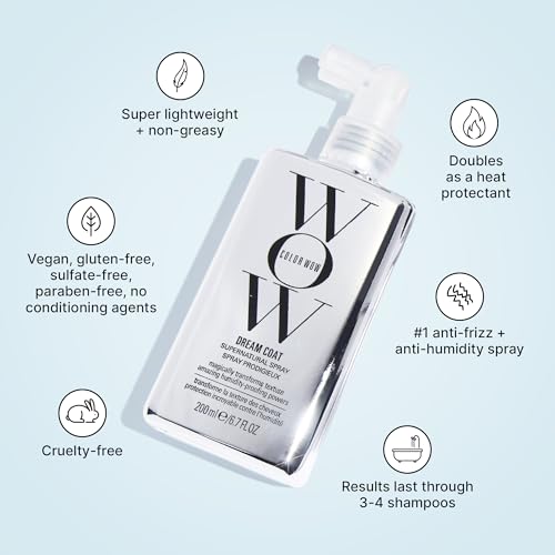 COLOR WOW DREAM COAT SUPERNATURAL SPRAY, 6.7 FL OZ – KEEP YOUR HAIR FRIZZ-FREE AND SHINY NO MATTER THE WEATHER WITH AWARD-WINNING ANTI-HUMIDITY TREATMENT