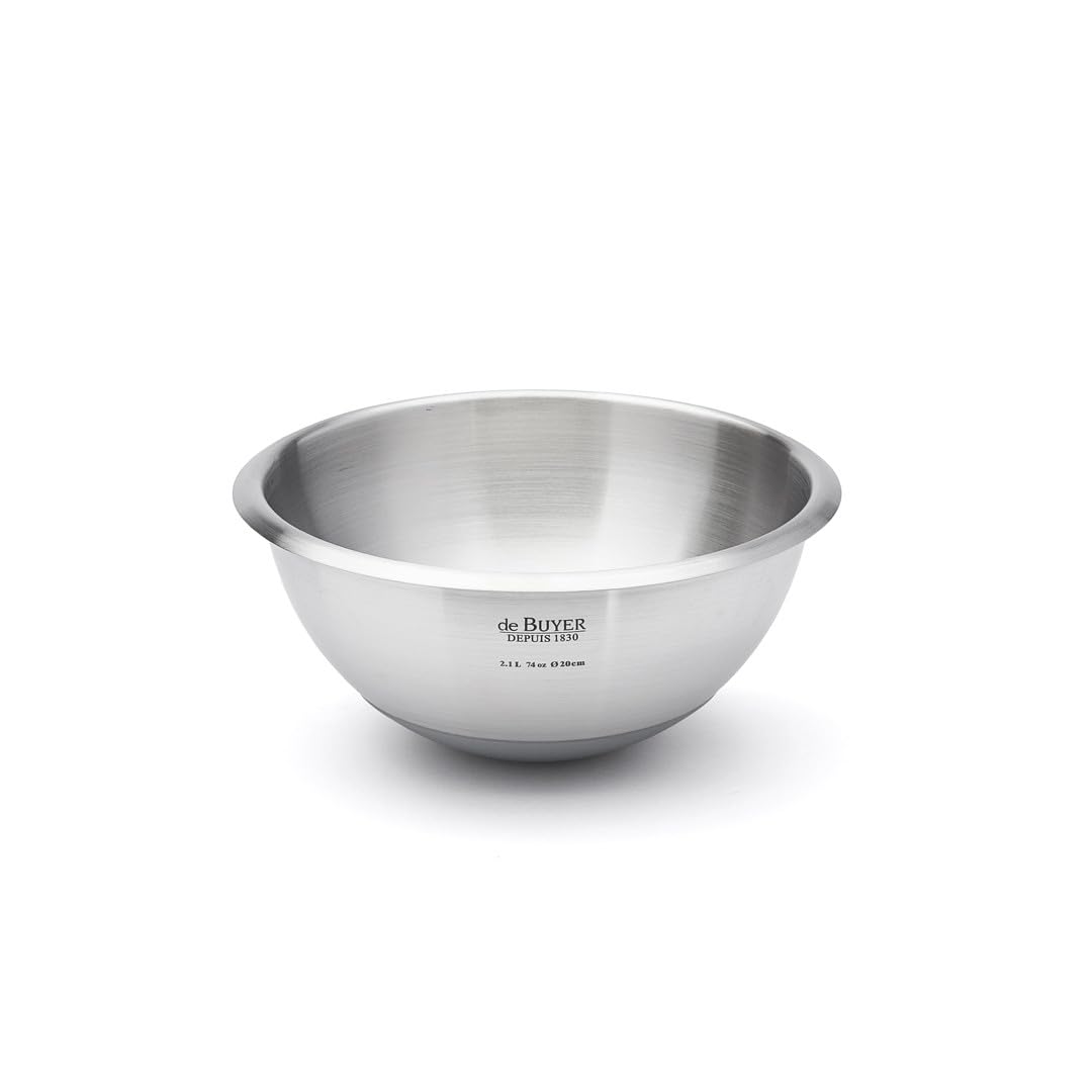 De Buyer 3373.20 Stainless Steel and Inox Hemispherical Pastry Bowl, 20 cm Diameter