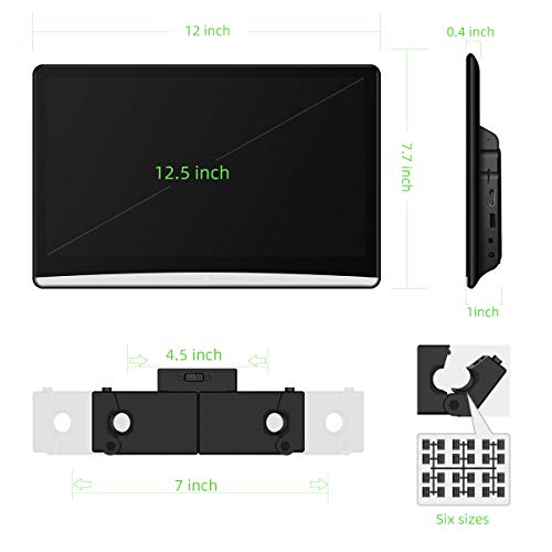 12.5 inch Android 8.1 Headrest Monitors with WiFi, Sync Screens TV Tablets Touch Screen 4K Dual Video Players Phone Mirror Netflix YouTube PS4 HDMI AV Bluetooth FM - Thumbnail 7