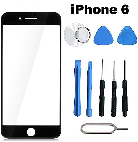 Eyetwins New Front Outer Glass Lens Screen Replacement For iPhone 6/6s 4.7 Inch with OCA Gluetape+Complete Tools Kit (Black)