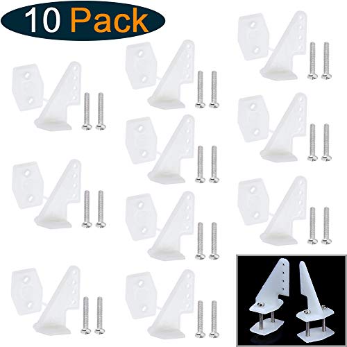 Hobbypark Nylon Control Horns W13Ã—L18Ã—H25mm T-Style with 4 Adjustment Positions and Screws for RC Plane Scale Models Accessories (Set of 10) (with Screws M2x14mm)