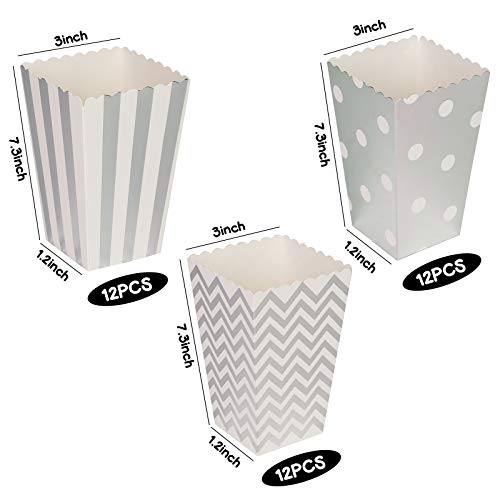 HANSGO Small Popcorn Boxes, 36PCS Striped Popcorn Paper Bags Popcorn Containers Cardboard Candy Containers for Carnival Movie Theater