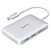 AUKEY MacBook Pro USB C Hub, HDMI 4K, Card Reader, 3 USB 3.0 Ports, 60W Type C Charging for MacBook 2017 iMac, Google Chromebook Pixelbook - Aluminum, Silver