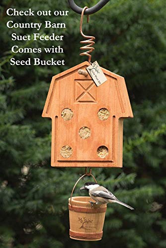 LakeWoodGift Best Homemade Mini House Hanging Bird Suet Feeder for Outdoors with copper hook Wild Birds garden lover gift good quality eucalyptus wood watcher station - Thumbnail 5