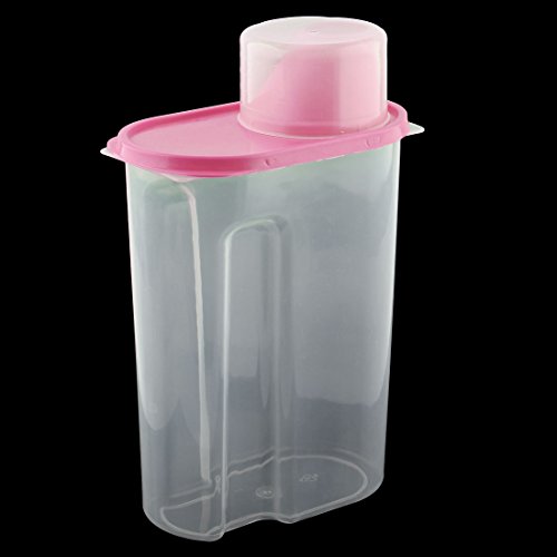 uxcell Plastic Household Kitchen Cereal Grain Bean Rice Food Storage Container Box Case 2.5L Pink Clear